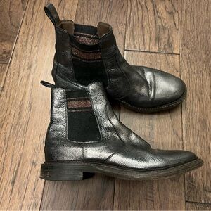 Brunello Cucinelli Metallic Black Leather Boots